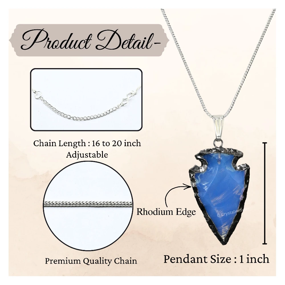 Opalite Arrow Head Pendant - Rhodium Plated