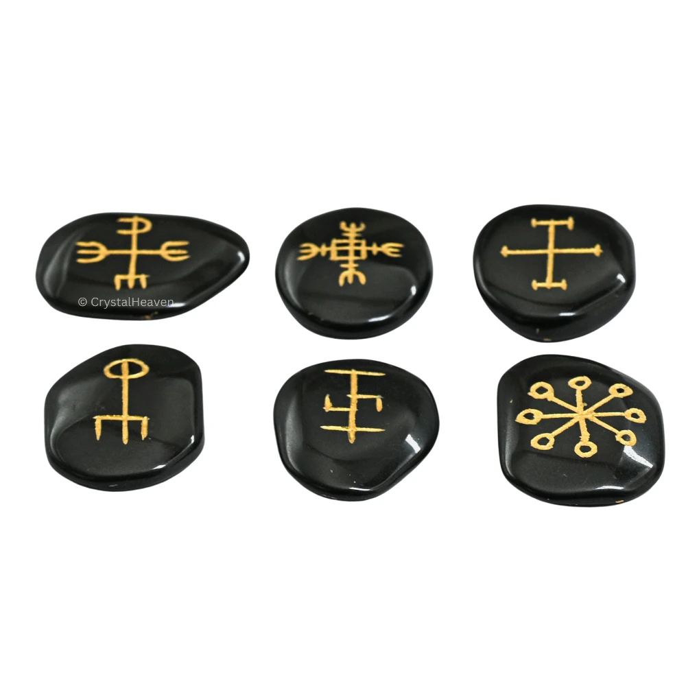 Black Agate Pagan Wiccan Stones (Set of 6)