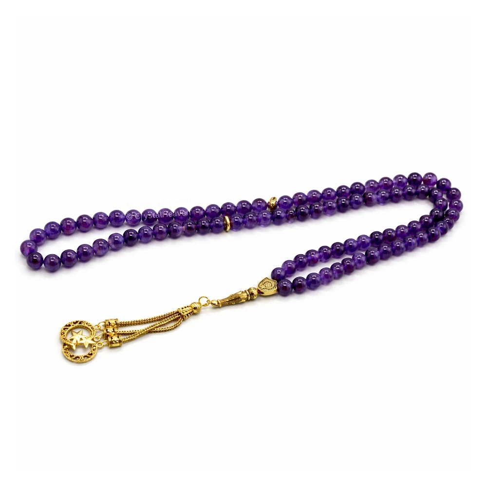 Amethyst Crystal Tasbih (Gold)