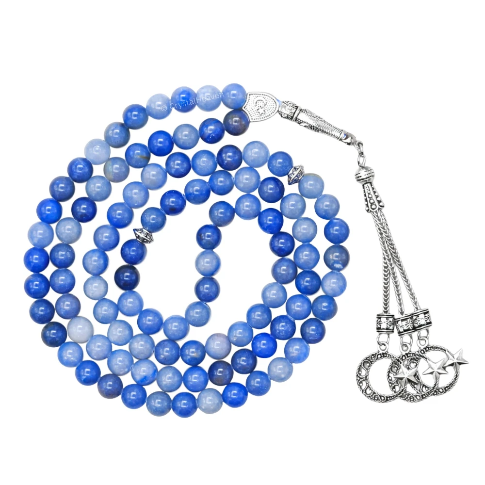 Blue Aventurine Crystal Tasbih (Silver)