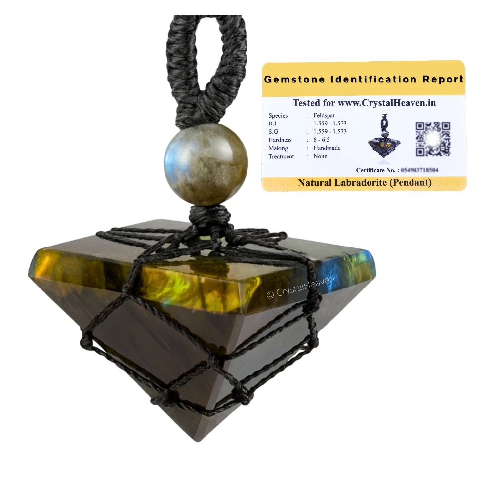 Labradorite Pyramid Macrame Pendant Necklace