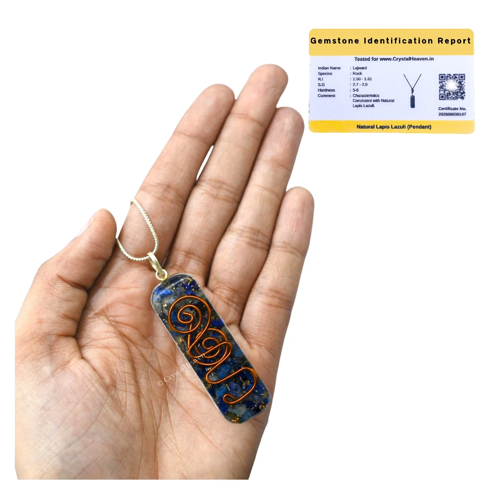Lapis Lazuli Crystal Orgone Pendant - Rectangle