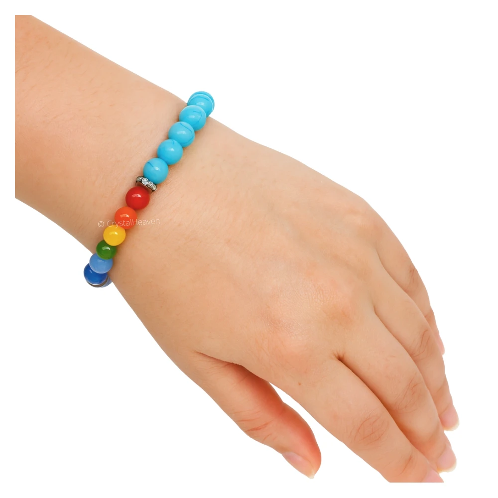 Man Made Turquoise Chakra Bracelet (Elastic)