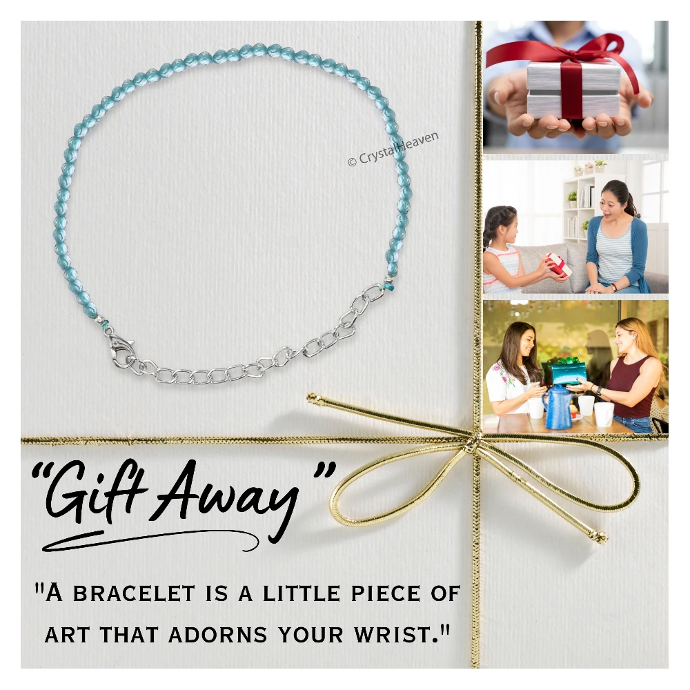 Sky Apatite Bracelets - 2mm Faceted Beads (Silver)