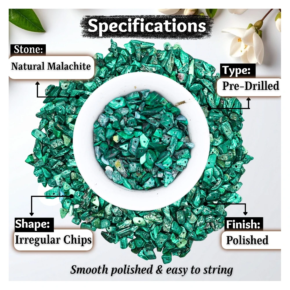 Malachite Chips - Pre Drilled