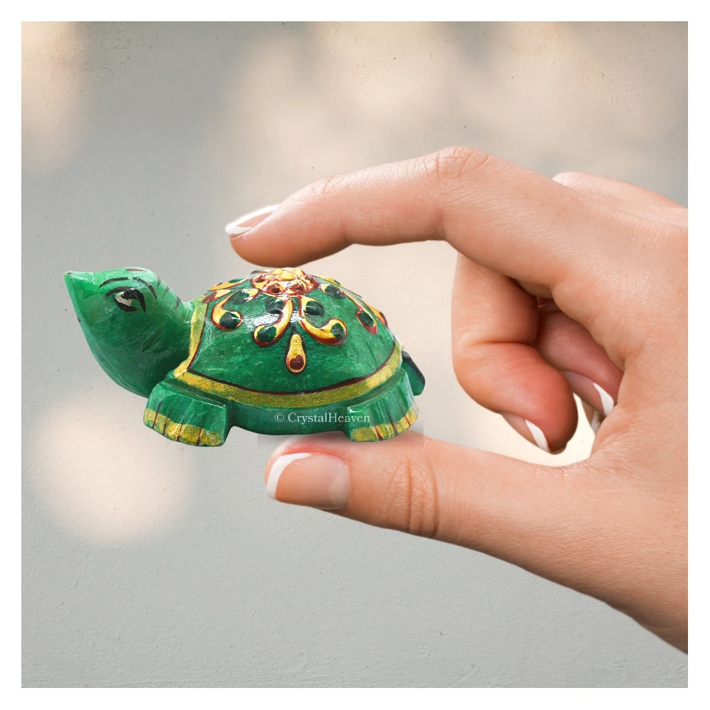 Green Aventurine Crystal Gemstone Hand Painted Tortoise (2-3 Inch)