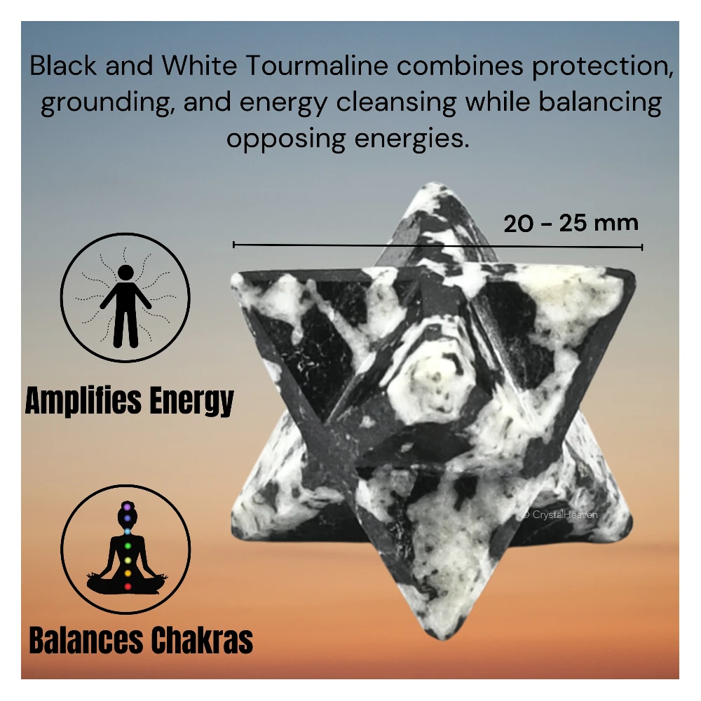 Black & White Tourmaline Crystal Merkaba (20-25 mm)