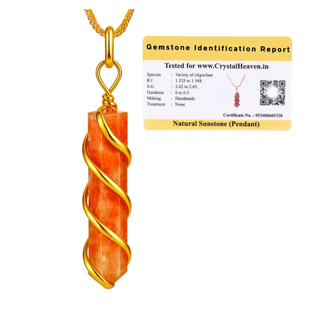 Sunstone Necklace - Spiral Pencil Point (Gold)