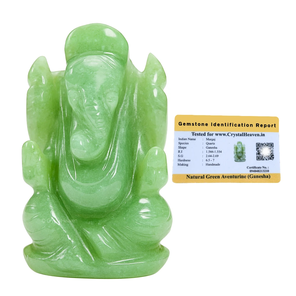 Green Aventurine (Light) Crystal Ganesh Ganpati