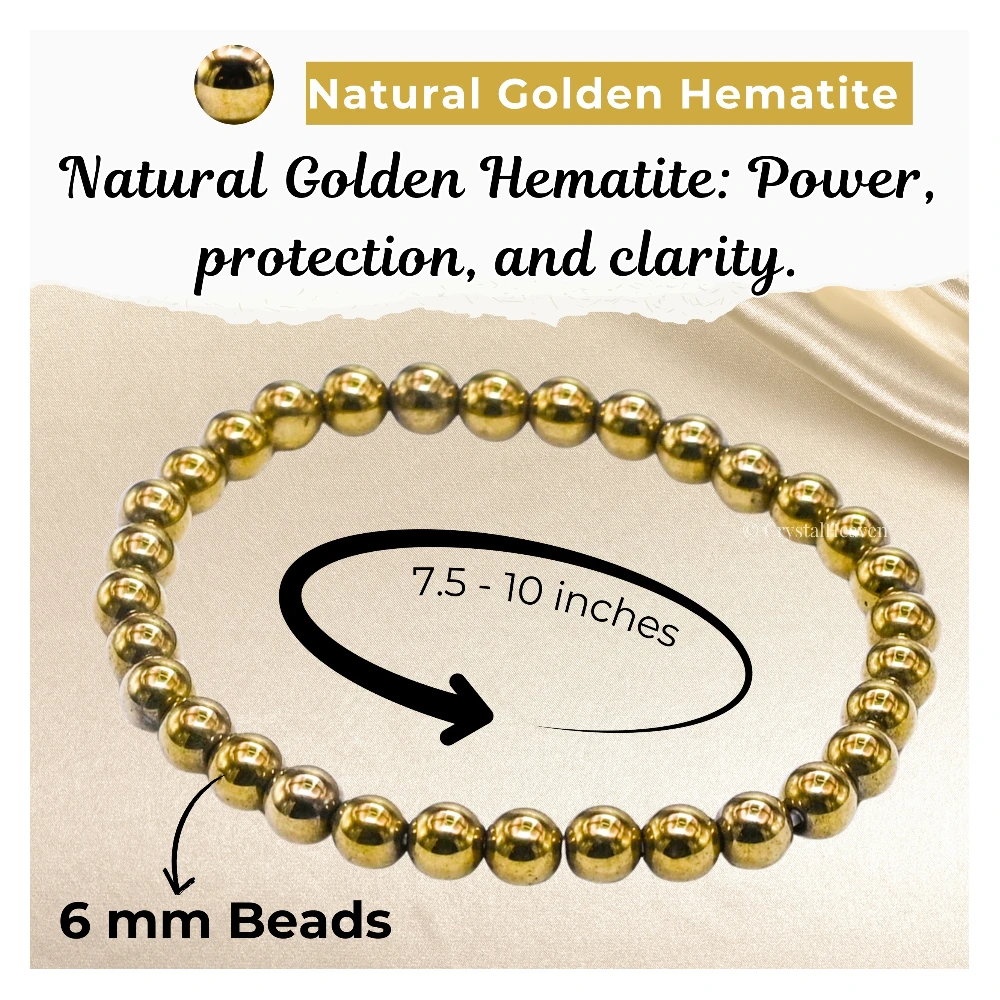 Golden Hematite Healing Crystal Bracelets - 6mm Beads