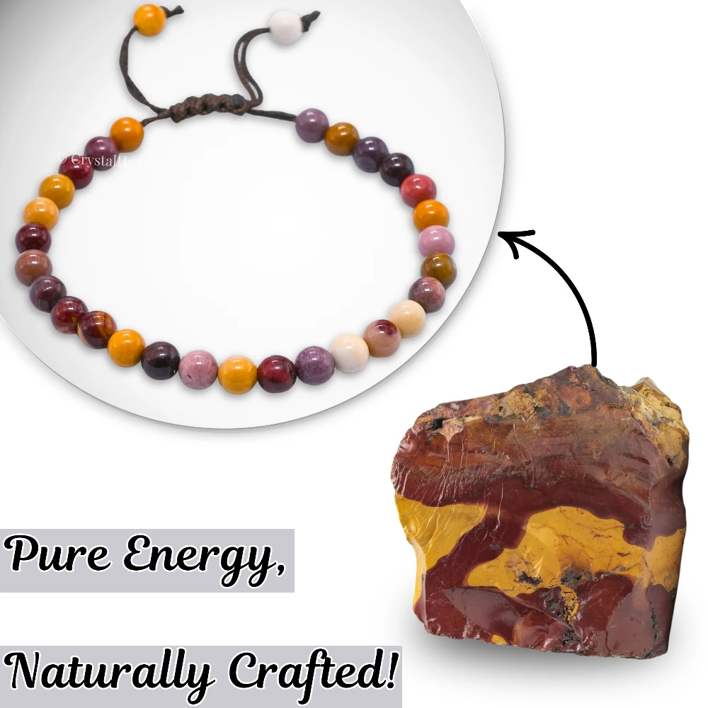 Mookaite Jasper Healing Crystal Bracelets - 6mm Beads (Adjustable)