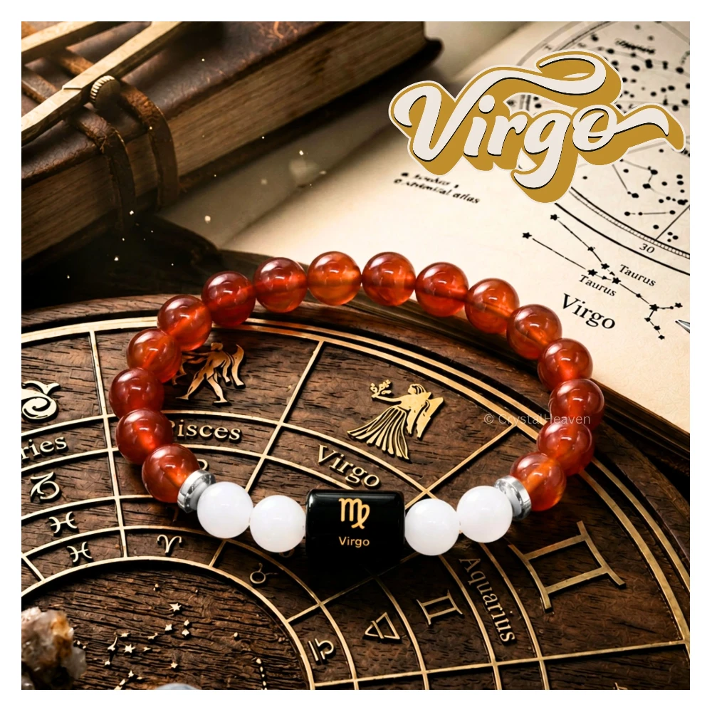 Virgo Bracelet (कन्या राशि) - Carnelian & Milky Quartz (Only Bracelet)