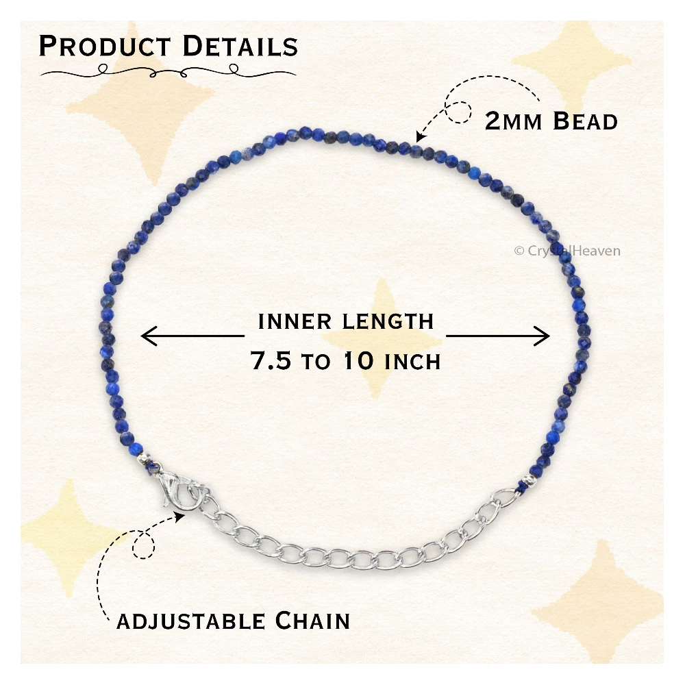 Lapis Lazuli Bracelets - 2mm Faceted Beads (Silver)