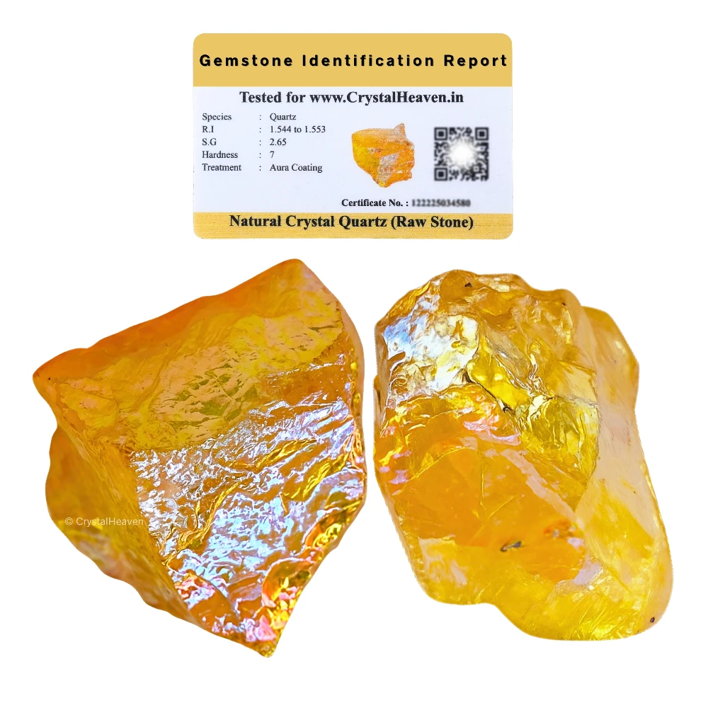 Raw Yellow Aura Quartz Crystals (5 Pieces)