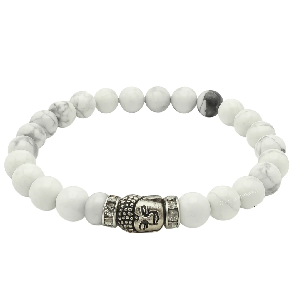 Howlite with Buddha Bracelet (Elastic)