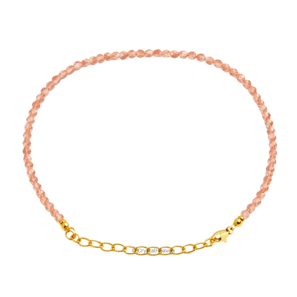 Peach Moonstone Bracelets - 2mm Faceted Beads (Gold)