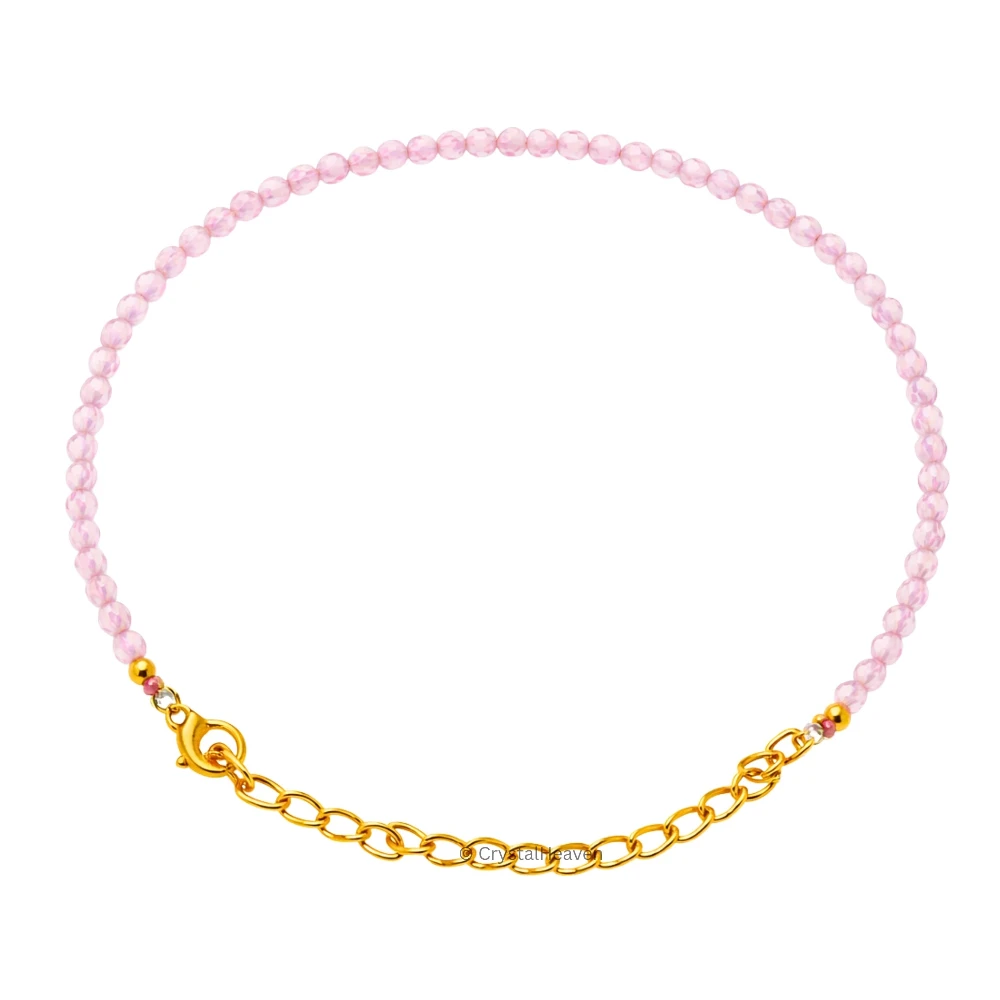 Rose Quartz Bracelets - 2mm Faceted Beads (Gold)