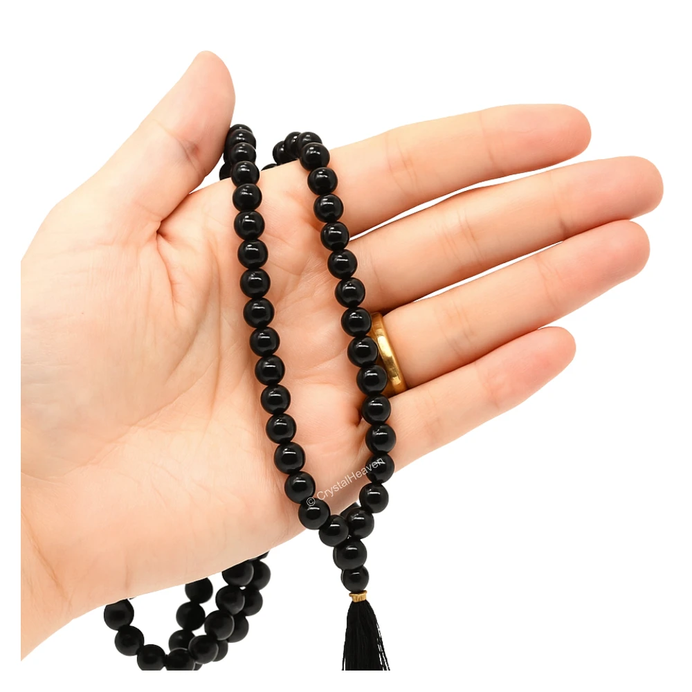 Black Tourmaline Japa Mala (Without Knot)