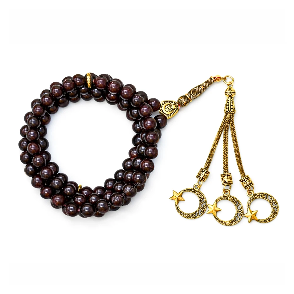 Garnet Crystal Tasbih (Gold)