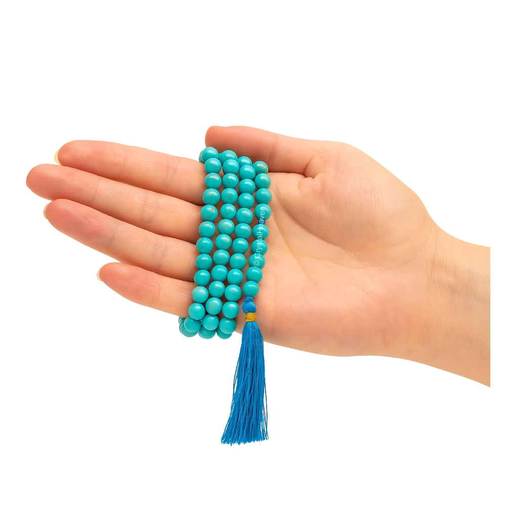 Magnesite Turquoise Japa Mala (Without Knot)