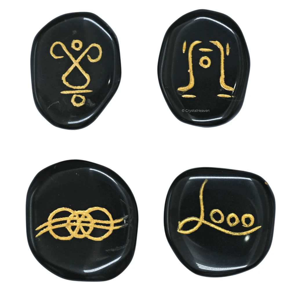 Black Agate Rainbow Reiki Stone - Set of 4