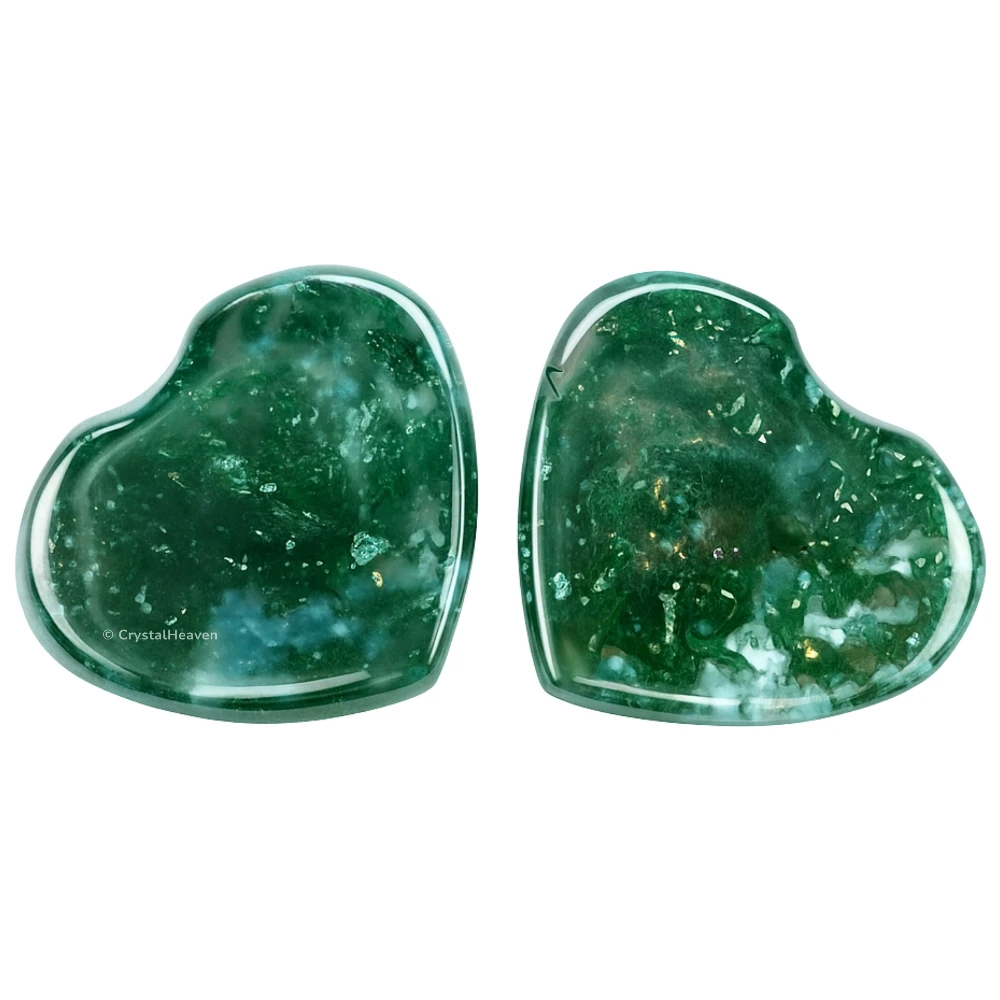 Moss Agate Mini Heart (Pack of 2)