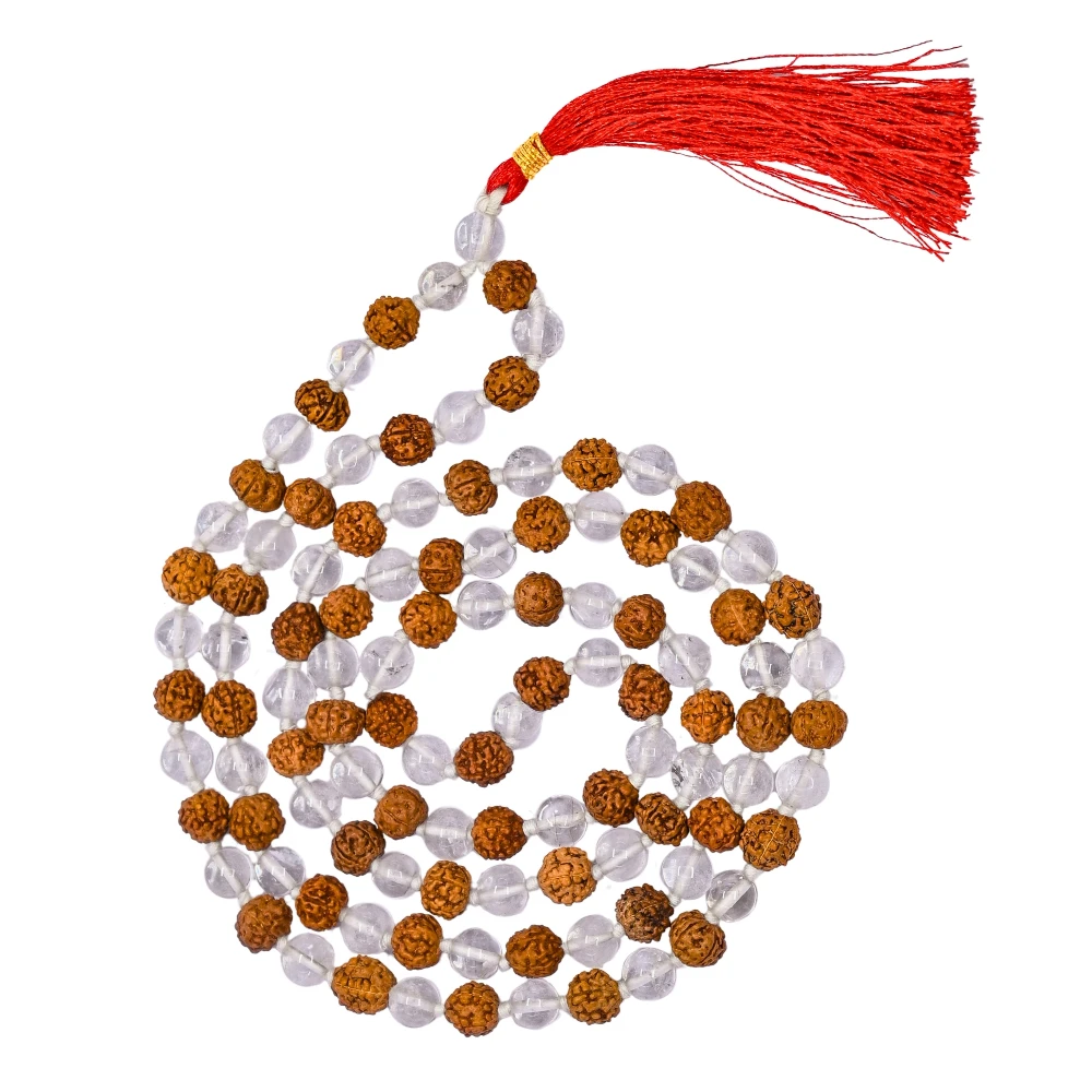 Original Rudraksha Sphatik Mala (Hand Knotted)