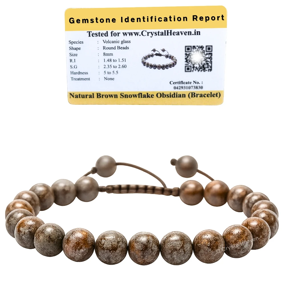 Brown Snowflake Obsidian Bracelet (Adjustable)