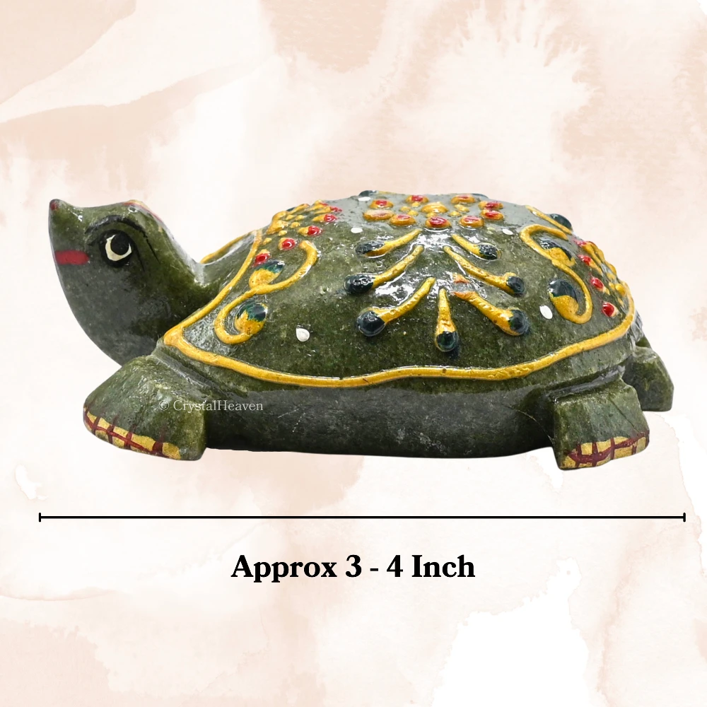 Vesuvianite Crystal Gemstone Hand Painted Tortoise (3-4 Inch)
