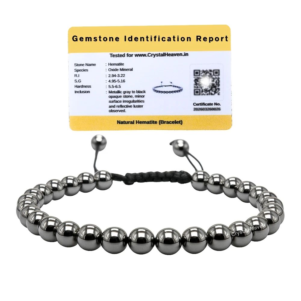 Hematite Healing Crystal Bracelets - 6mm Beads (Adjustable)