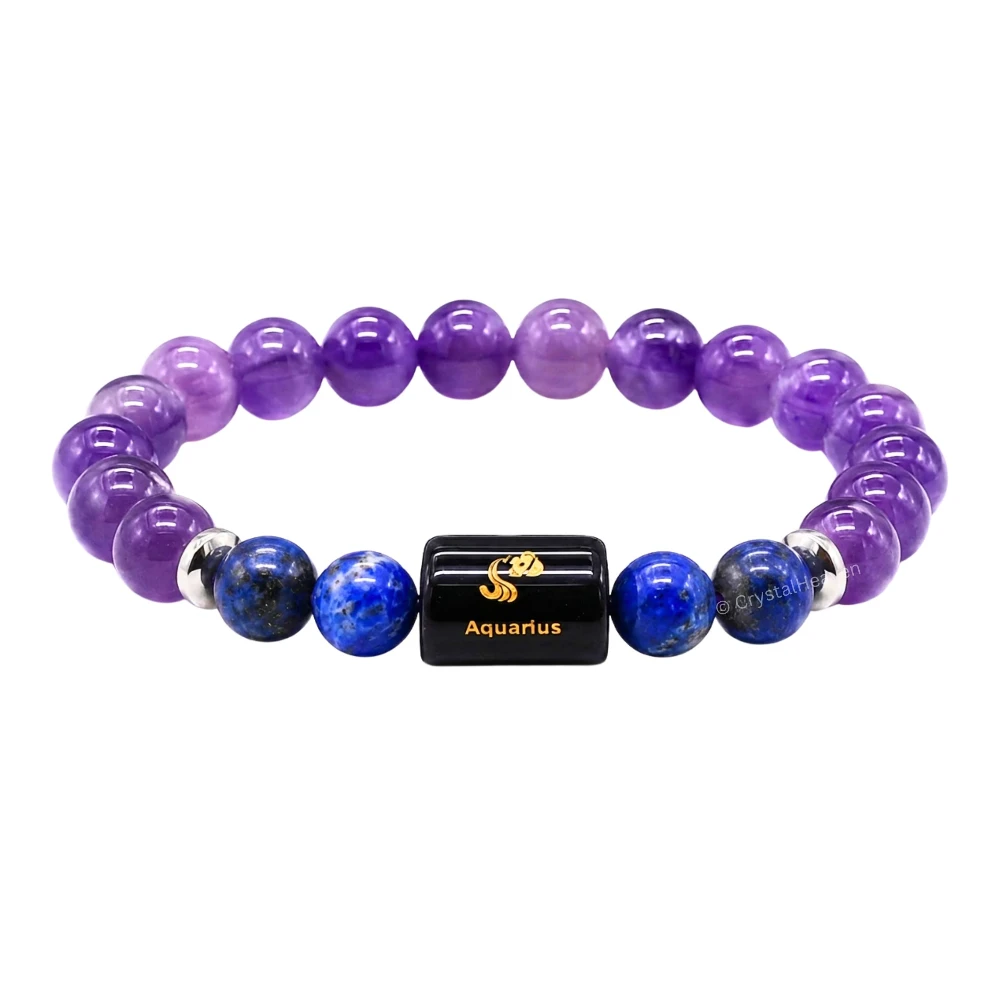 Aquarius Bracelet (कुंभ राशि) - Amethyst & Lapis Lazuli (Only Bracelet)