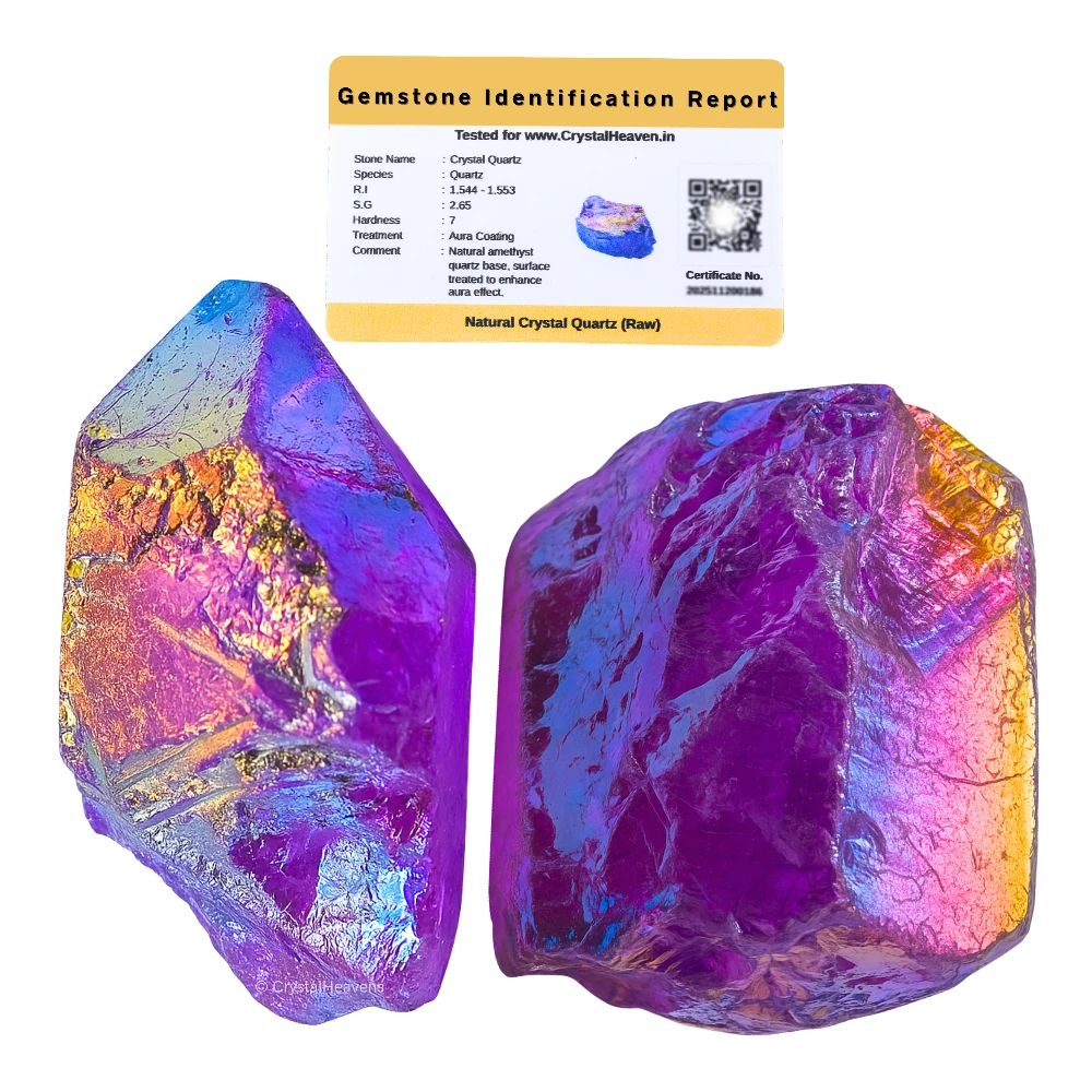 Raw Amethyst Aura Quartz Crystals (2 Pieces)