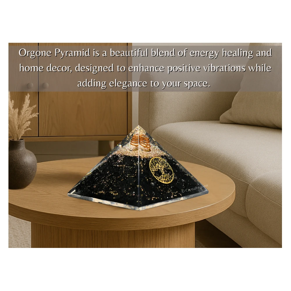 Black Tourmaline Orgone Pyramid (Small Tree Of life)