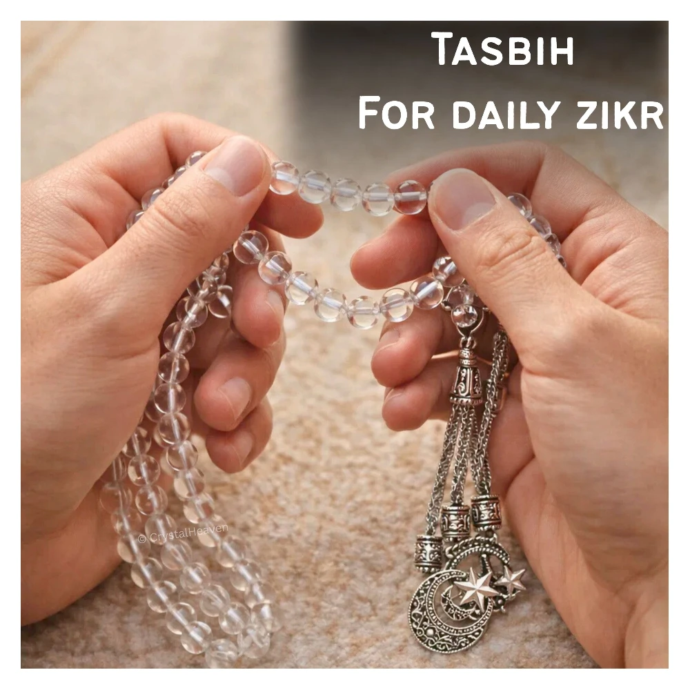 Clear Quartz Crystal Tasbih (Silver)