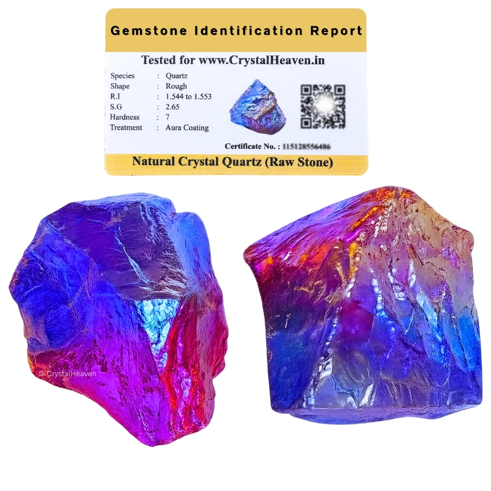 Raw Ruby-Tanzine Aura Quartz Crystals (2 Pieces)