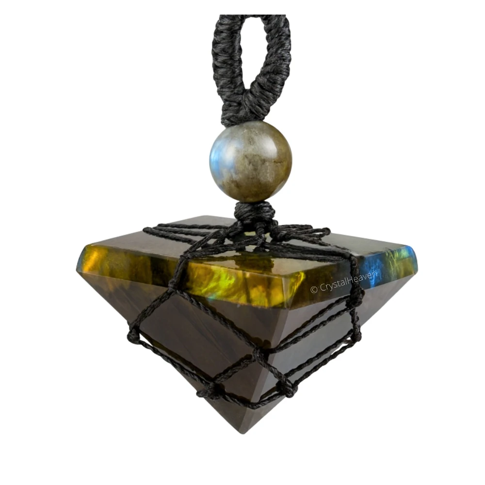 Labradorite Pyramid Macrame Pendant Necklace