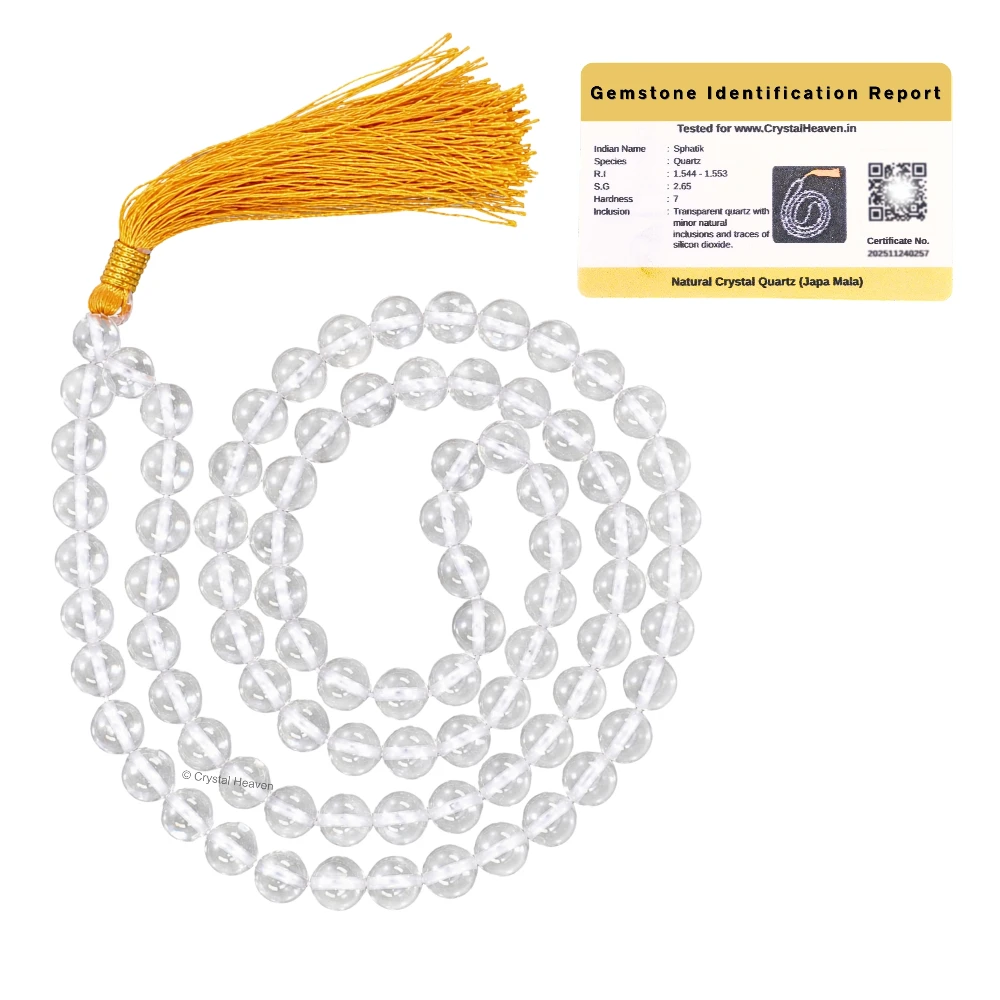 Sphatik Mala - AB Grade 108 Beads (7mm) (Without Knot)