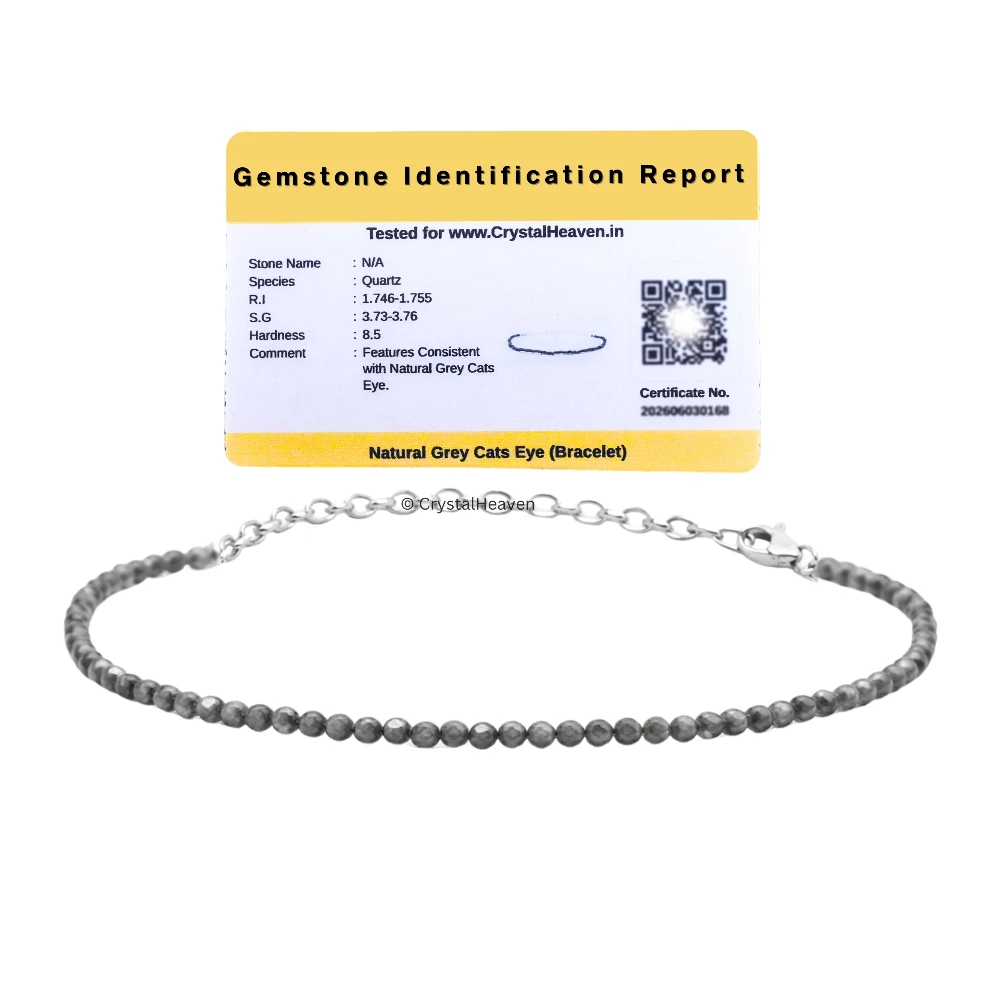 Grey Cats Eye Bracelets - 2mm Faceted Beads (Silver)