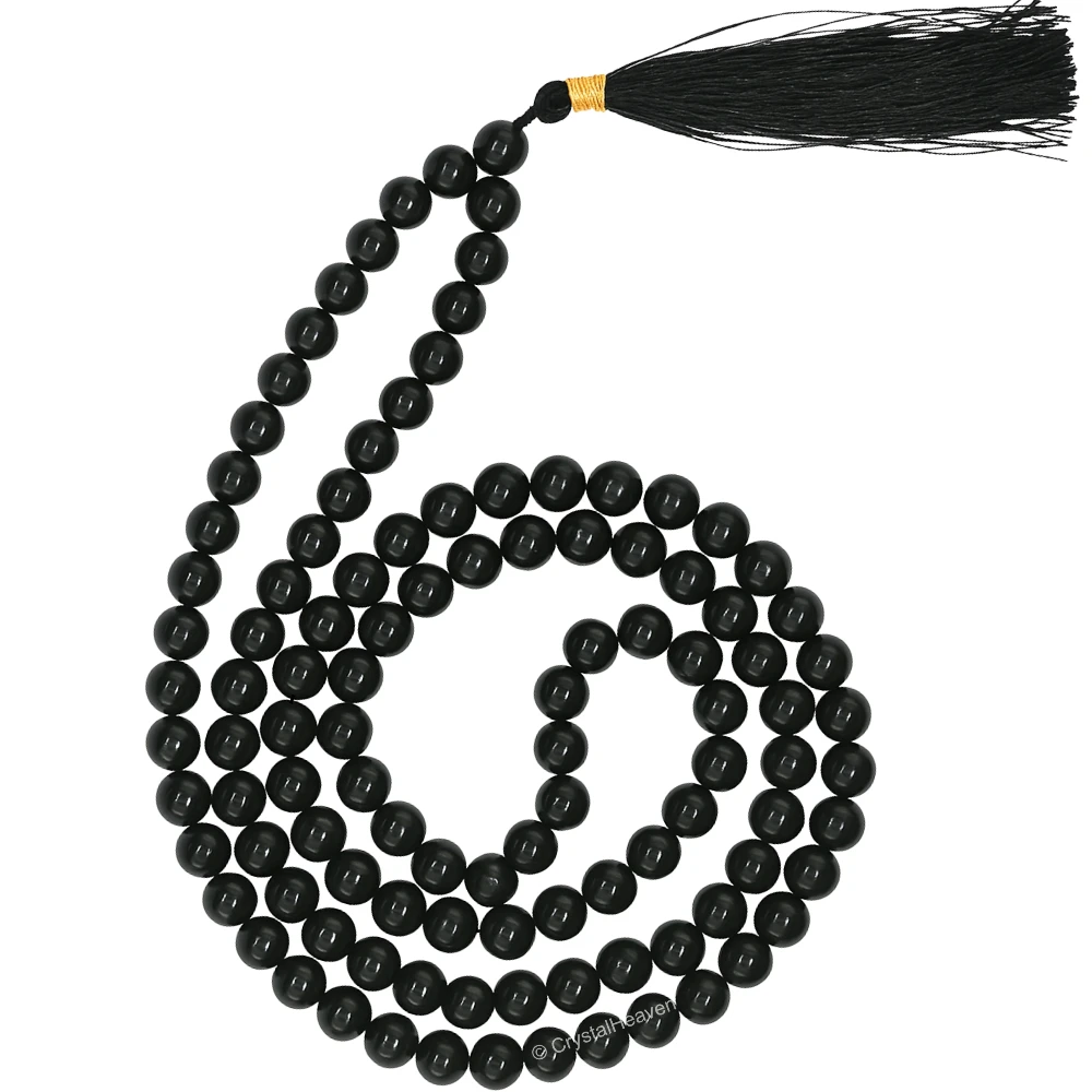 Black Tourmaline Japa Mala (Without Knot)