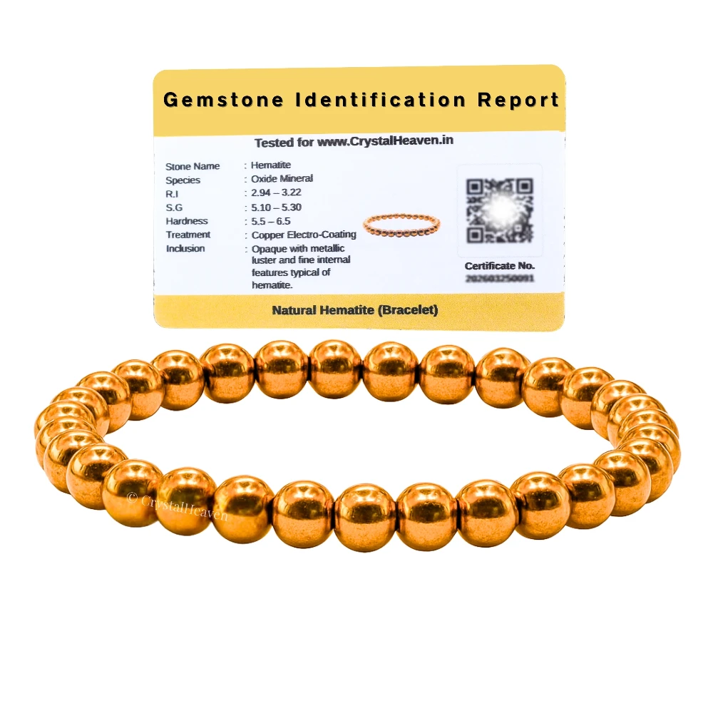 Copper Hematite Healing Crystal Bracelets - 6mm Beads