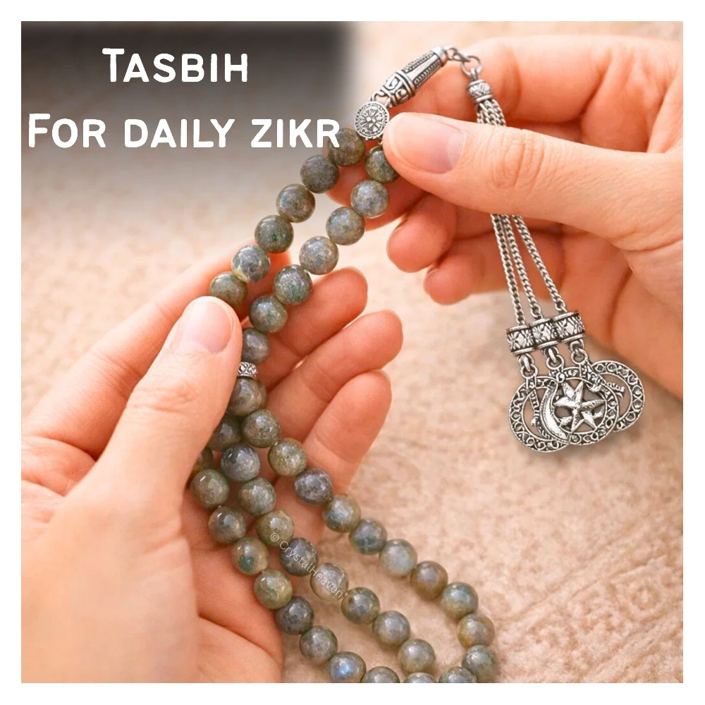 Labradorite Crystal Tasbih (Silver)