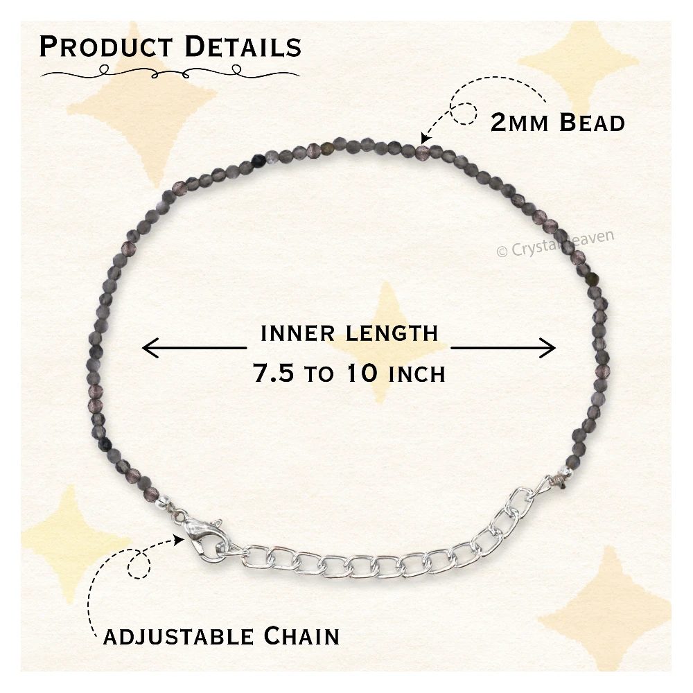 Grey Cats Eye Bracelets - 2mm Faceted Beads (Silver)