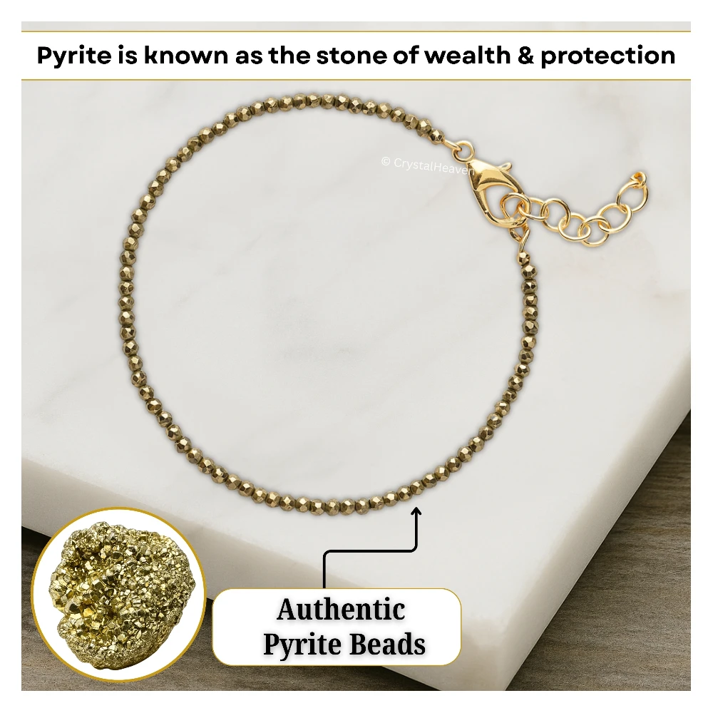 Pyrite Anklet - 2mm Faceted Bead (Gold)