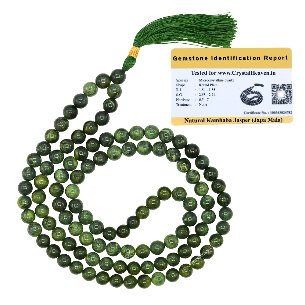 Kambaba Jasper Japa Mala (Without Knot)