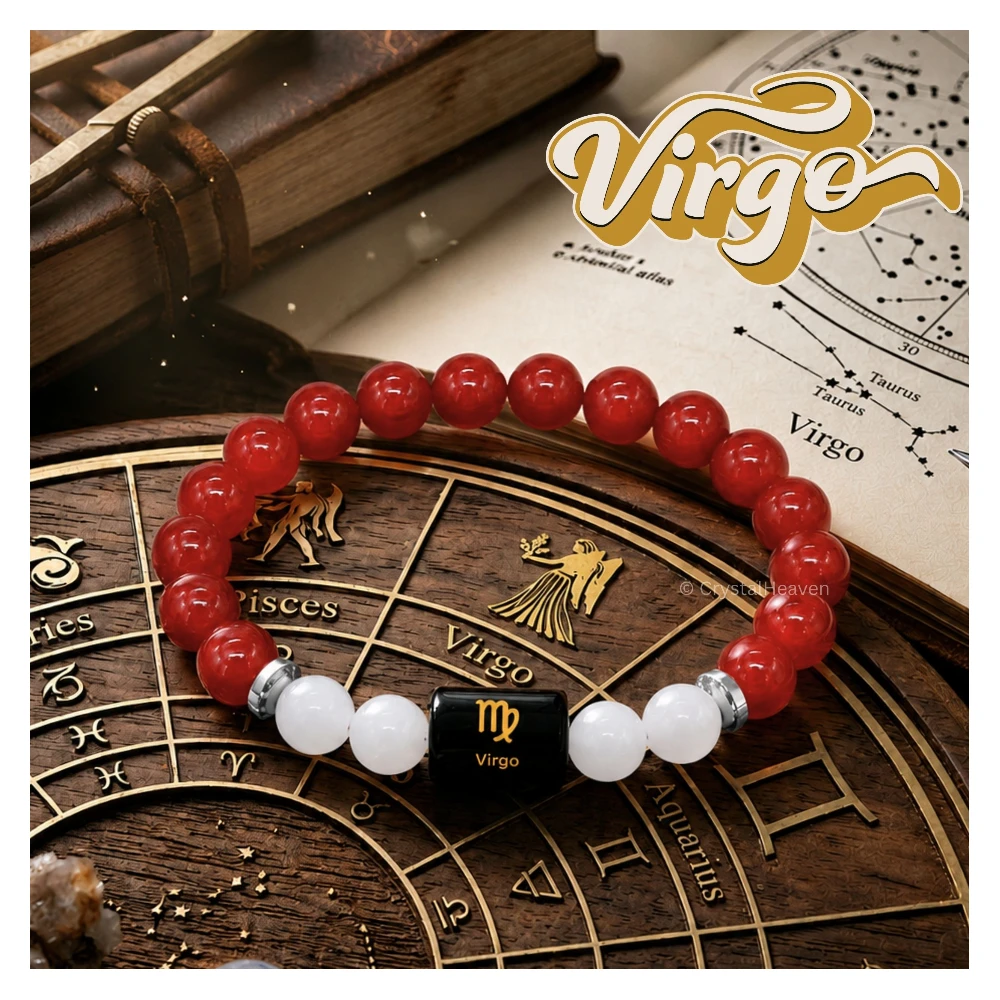 Virgo Bracelet (कन्या राशि) - Carnelian & Milky Quartz