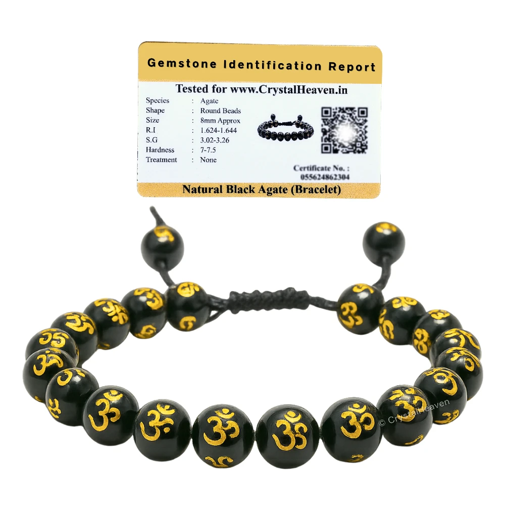 Black Agate OM Bracelet (Adjustable)
