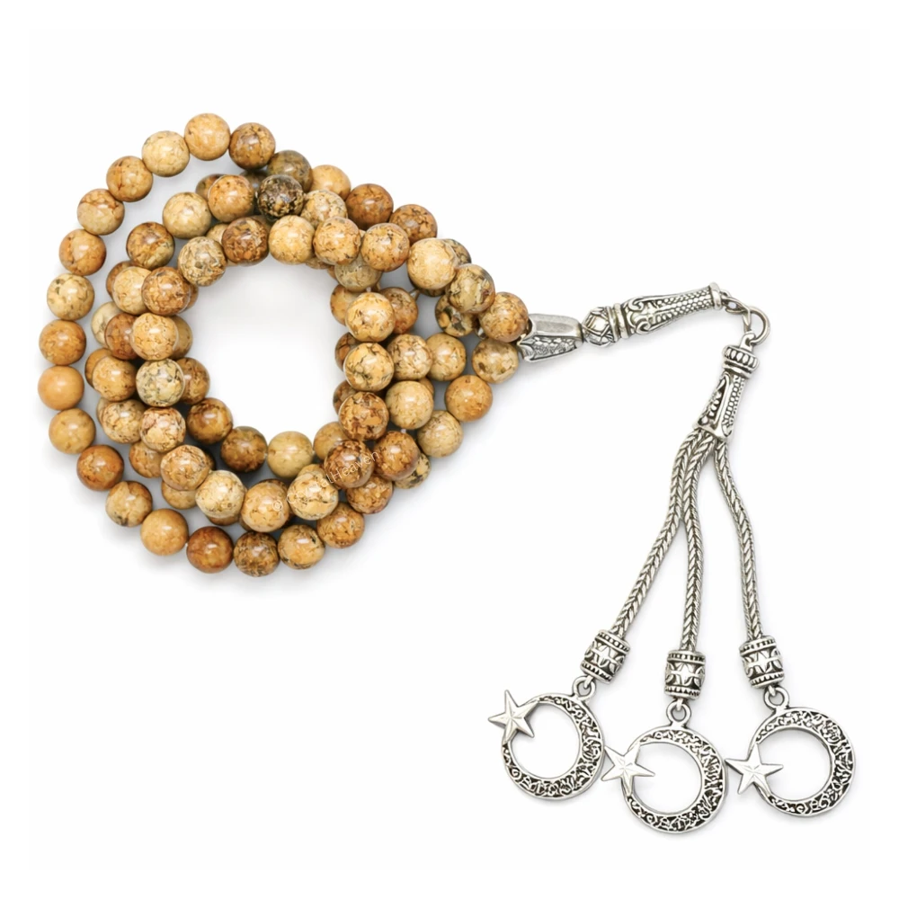 Picture Jasper Crystal Tasbih (Silver)