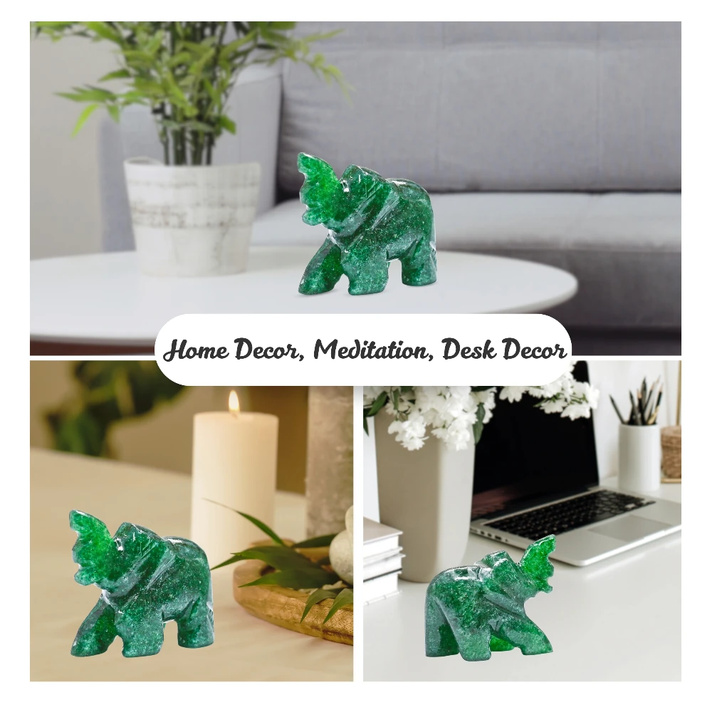 Dark Green Aventurine Crystal Elephant
