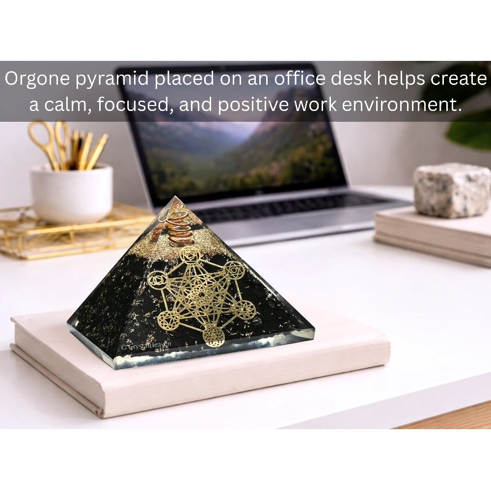 Shungite Orgone Pyramid (Chakra Metatron Cube)