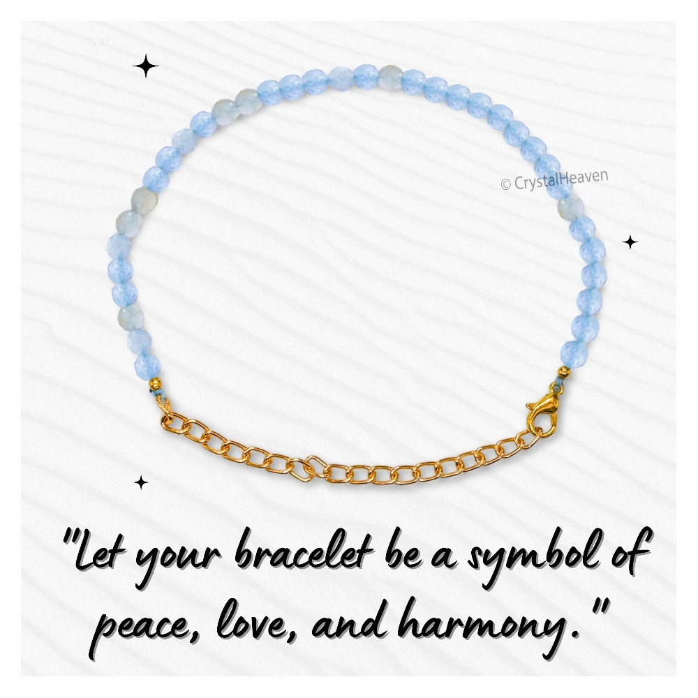 Aquamarine Bracelets - 2mm Faceted Beads (Gold)